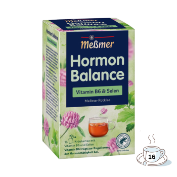 Meßmer Hormon Balance Melisse-Rotklee, Vitamin B6 & Selen, Kräutertee, Teebeutel im Kuvert, 2. Entnahmefach/displaytauglich, 32g